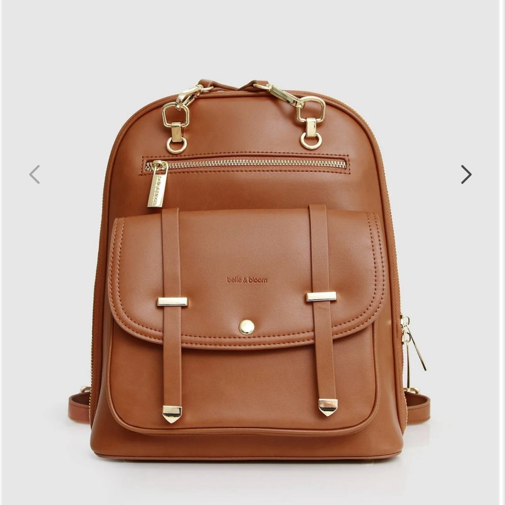 Tan Faux Leather Backpack Purse